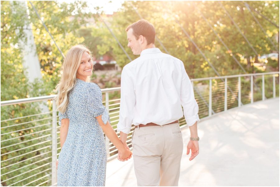 Preppy Greenville, SC engagement session with dog at Falls Park and Furman University by SC wedding photographer Christa Rene Photography
