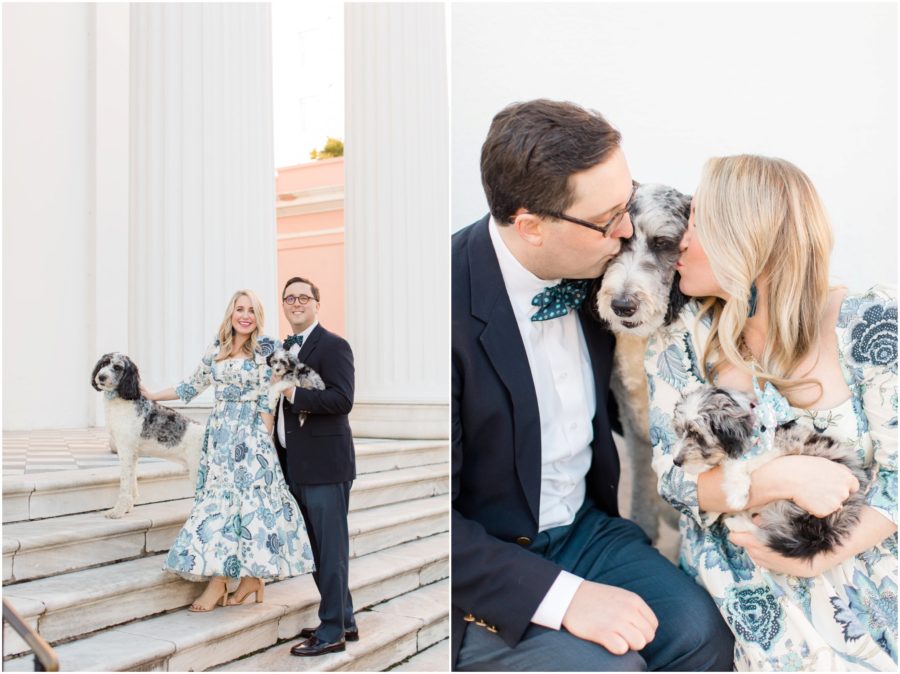 Preppy Downtown Charleston Engagement Session with dogs by Charleston photographer Christa Rene Photography