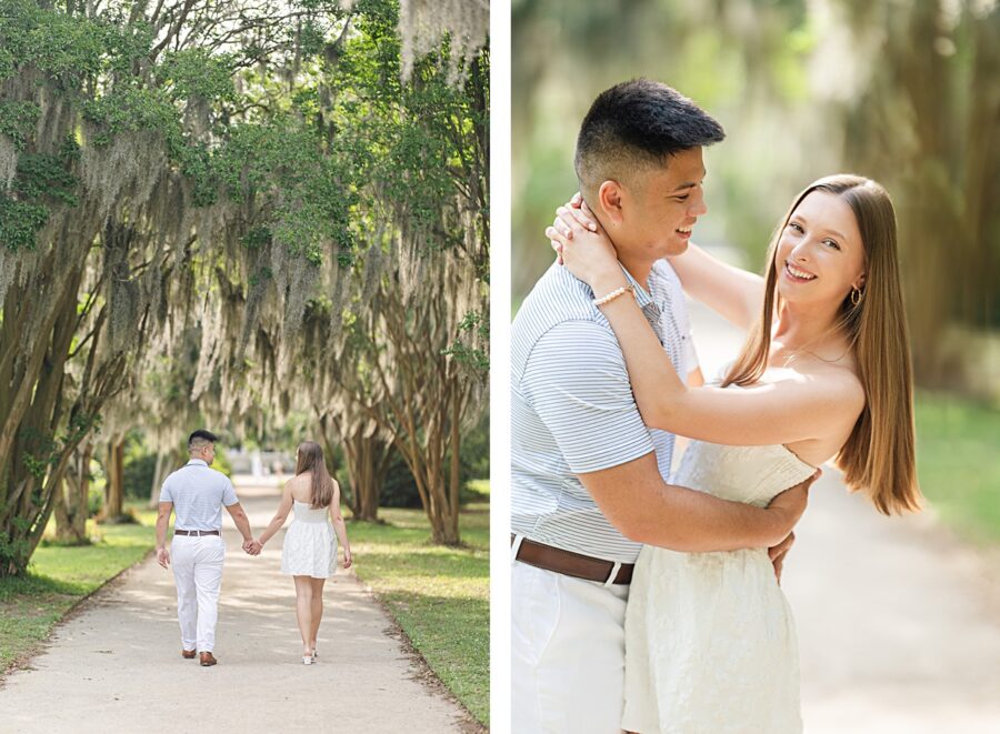 Charleston, SC engagement session at avenue of oaks