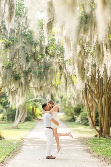 Charleston, SC engagement session under oak trees